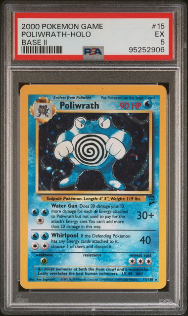 Pokémon - PSA 5: Poliwrath - Holo (Base Set 2 15/130) - PSA Cert 95252906